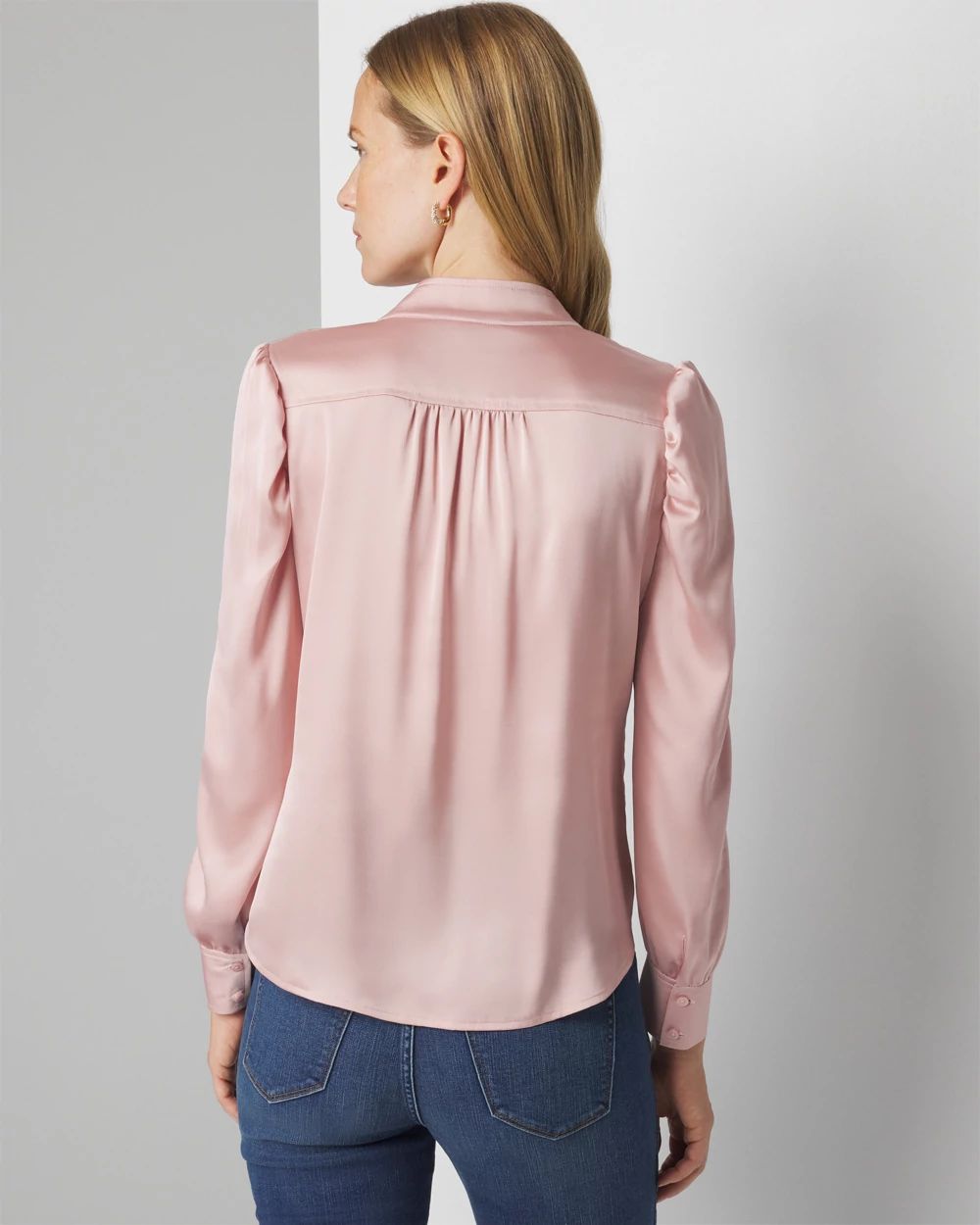 Y-Neck Ruched Shoulder Shirt | White House Black Market